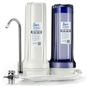 Eiger 2 Stage Countertop Faucet Water Filter System Clear Housing