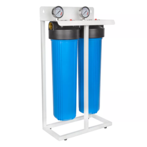Eiger Big Blue 20" x 4.5" Double Housing Whole House Water Filter System with Pressure Gauges – 1" Inlet/Outlet
